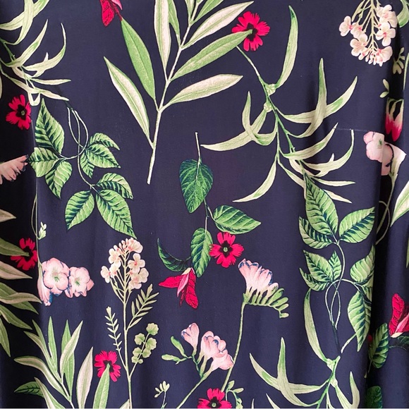 Tommy Hilfiger Floral Bell Sleeve Sky Captain Fern Blue Green Dress Size 16 - Picture 7 of 16